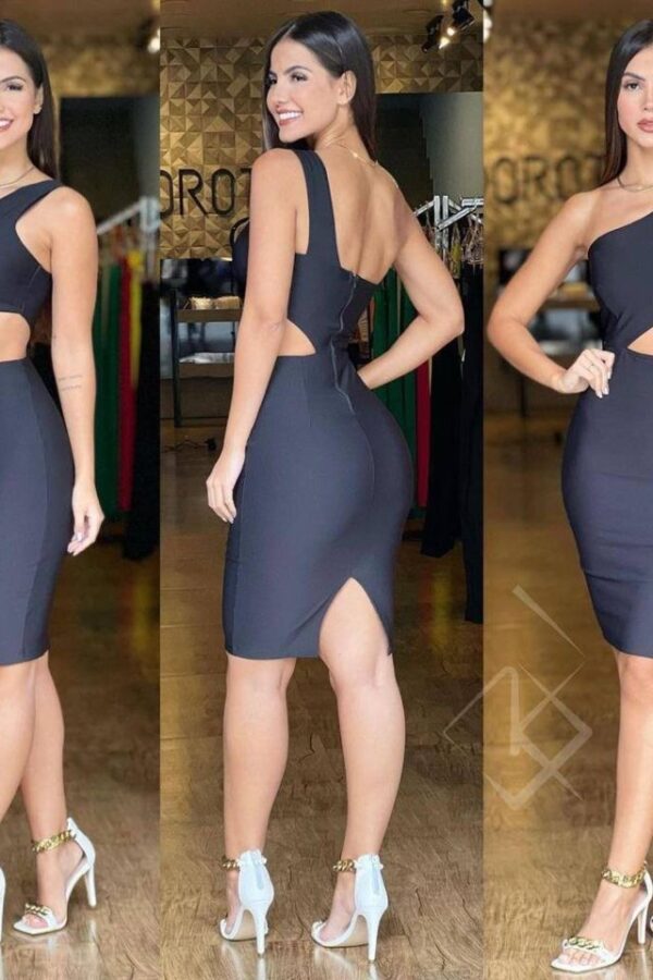 Kadın Asimetrik Kesim Sırt Ve Göbek Dekolteli Diz üstü Fırsat ürün Elbise