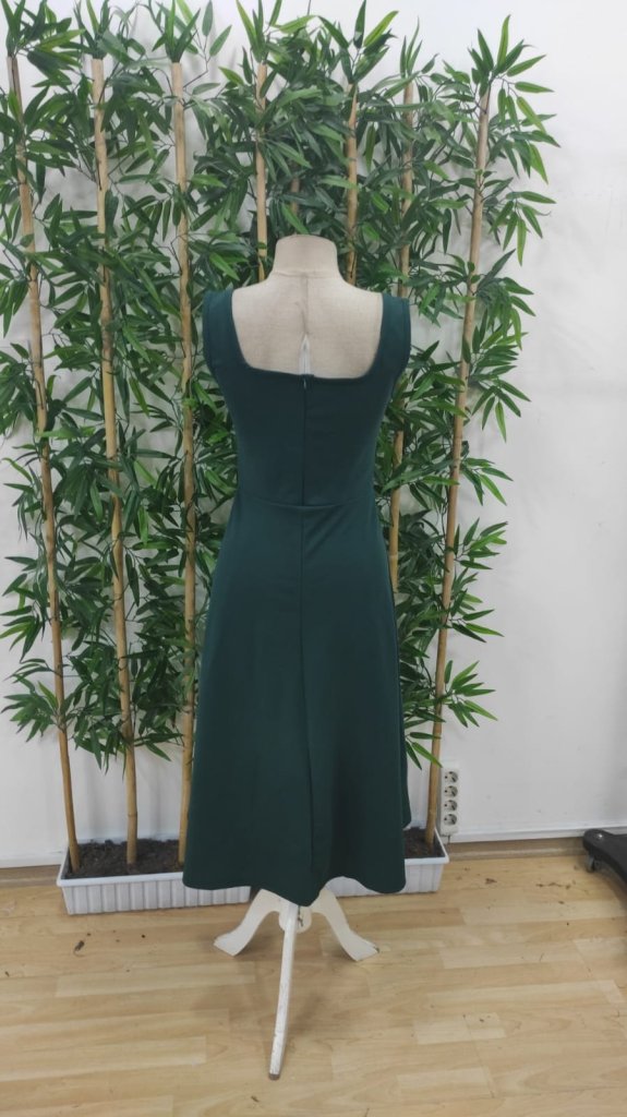 Kadın Askılı Kare Yakalı Midi Ithal Krep Elbise - Görsel 25