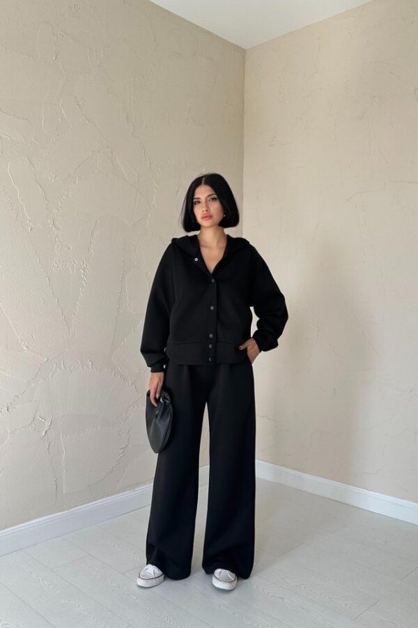 Siyah Beli Lastikli Ceket Ve Pantolon Takım