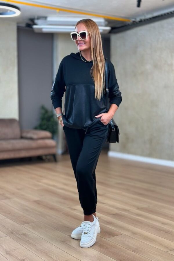 Kadın Uzun Kollu Kapüşonlu Oversize Sweat Ve Pantolon Ikili Takım