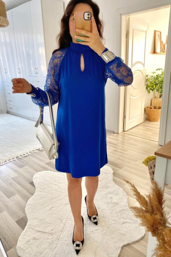 Kadın Uzun Kollu Tül Detay Sandy Mini Boy Elbise