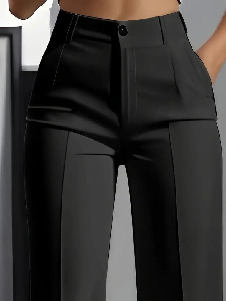 Kadın Yüksek Bel Cepli Ithal Krep Pantolon - Görsel 2