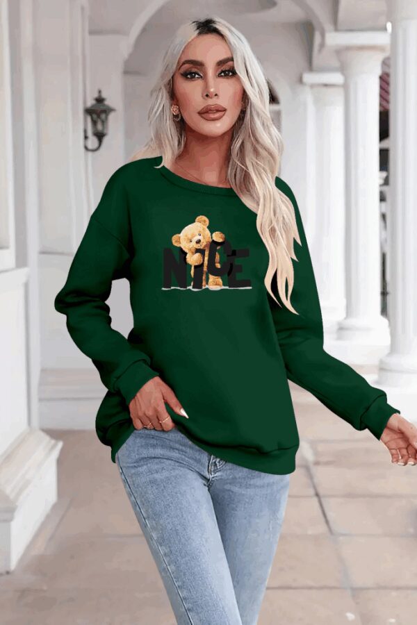 Kadın Uzun Kollu Bisiklet Yaka Viskon Iki Iplik Bluz