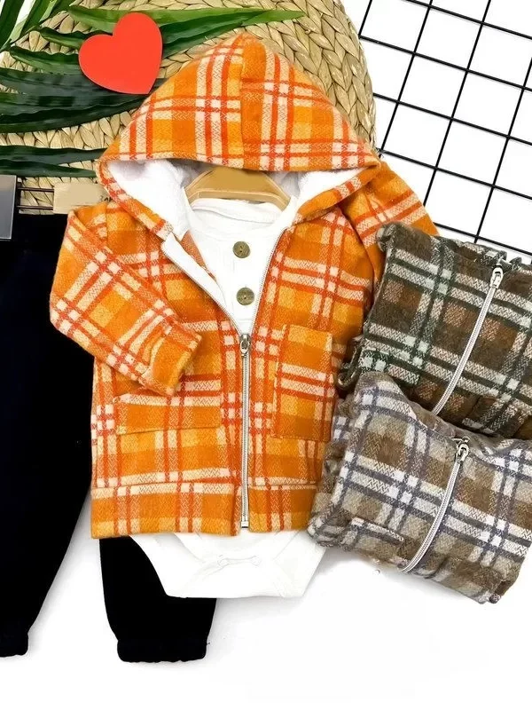 9-12-18-24 Ay Fermuar Kapamalı Kapşonlu Triko Ceket Zıbınlı Sweat 3lü Erkek Bebek Takımı