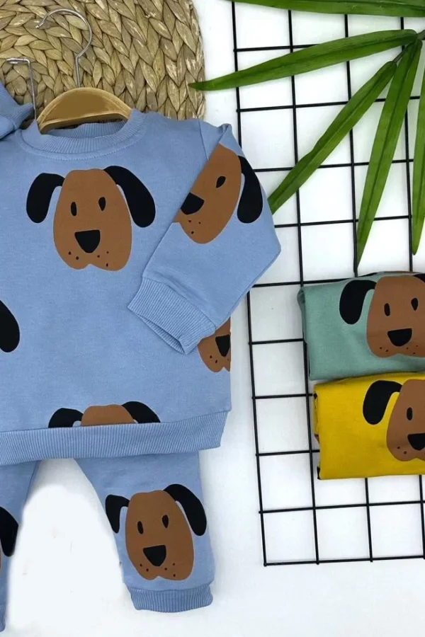 9-12-18-24 Ay Köpekcik Baskılı 2li Kız Erkek Bebek Takımı