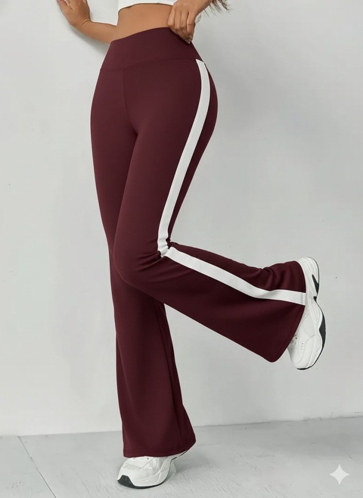 Kadın Yüksek Bel İspanyol Paçalı Yanlardan şerit Detaylı Dalgıç Tayt Pantolon - Görsel 17