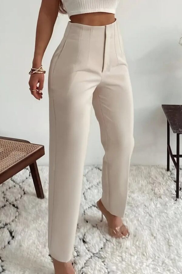 Kadın Yüksek Bel önden Fermuarlı Ithal Krep Pantolon