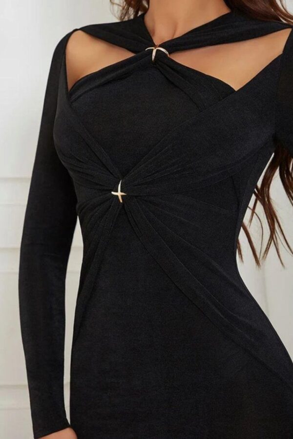 Kadın çapraz Omuz Dekolteli Toka Detay Fırsat ürün Maxi Boy Elbise