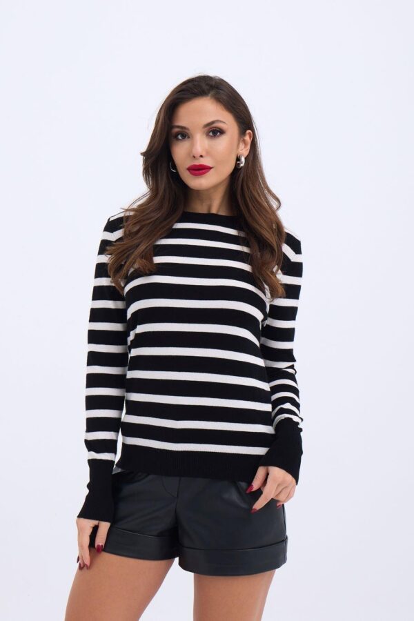 42271 TRİKO ÇİZGİLİ SALAŞ KAZAK-ANTRASİT-SİYAH