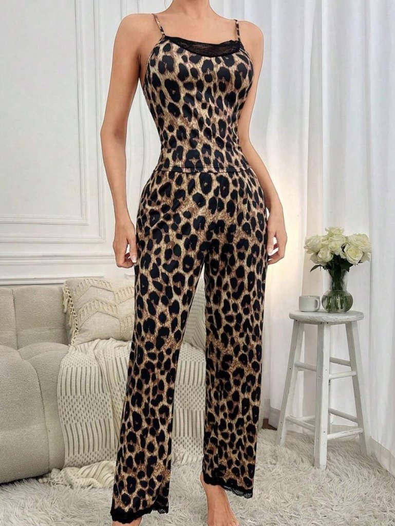 Kadın Ip Askılı Yakası Dantelli Bluz Ve Pijama Sandy Ikili Takım - Görsel 2