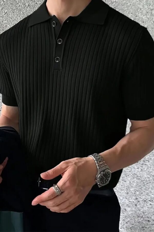 Erkek Kısa Kollu Yakalı Yakadan Düğmeli Triko Tişört