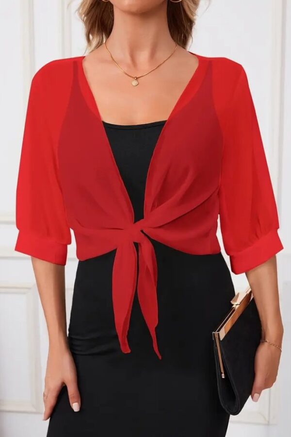 Kadın Truvakar Kollu önden Bağlamalı Kısa şifon Bolero Ceket