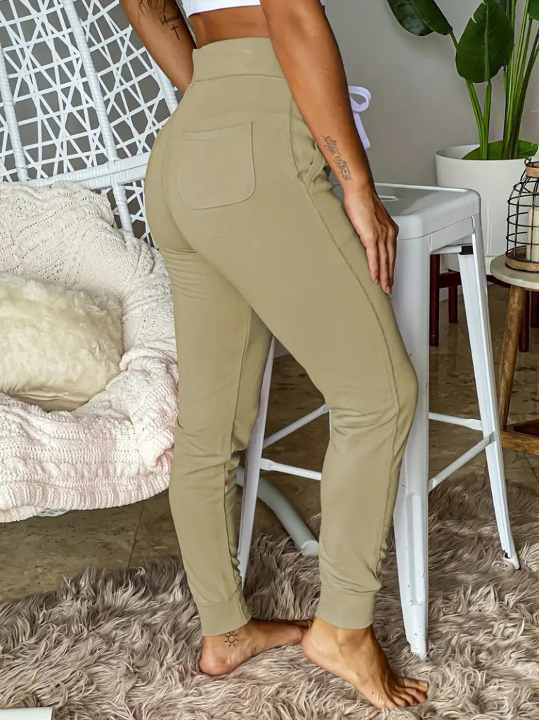 Kadın Kısa Kollu Madonna Yaka Viskon Crop Bluz Cepli Iki Iplik Eşofman Takım - Görsel 4