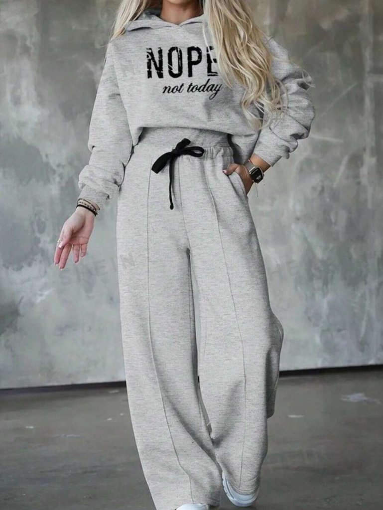 Kadın Uzun Kollu Nope Baskılı Beli Ribanalı Ikili Takım - Görsel 11