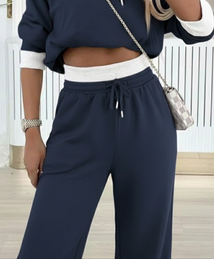 Kadın Uzun Kollu Kapşonlu Viskon Iki Iplik Bluz Ve Pantolon Ikili Takım - Görsel 7