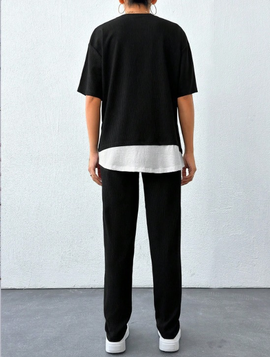 Kadın Bisiklet Yaka Atlet Detay Bürümcük Kumaş Ikili Takım - Görsel 3