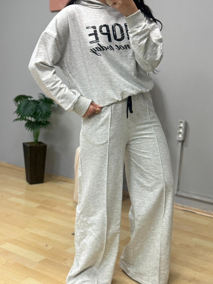 Kadın Uzun Kollu Nope Baskılı Beli Ribanalı Ikili Takım - Görsel 9