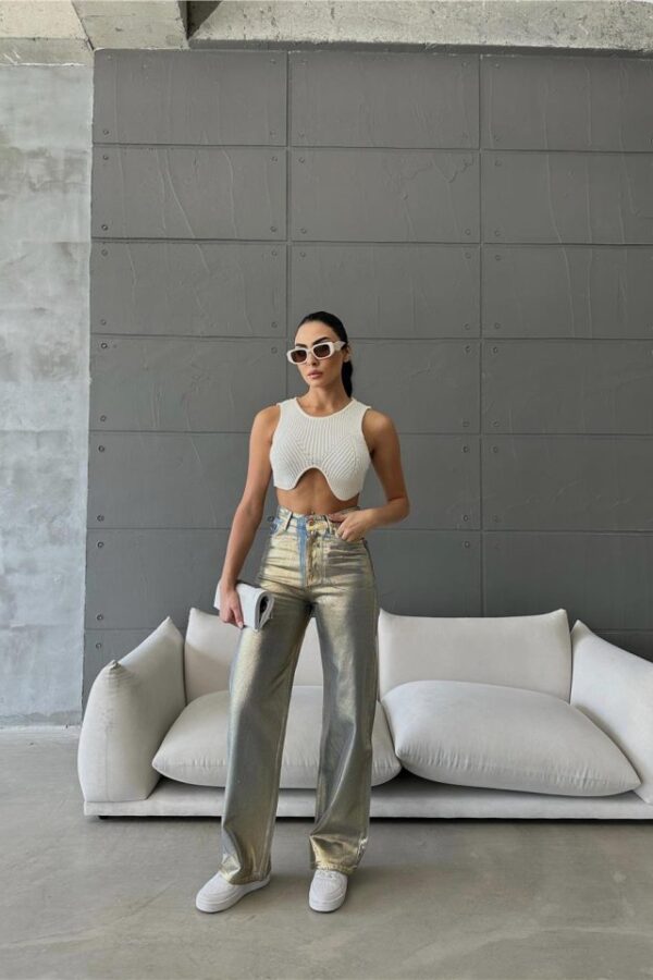 VARAKLI KOT PANTOLON - Gold