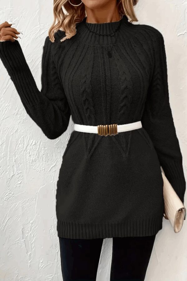 Kadın Uzun Kollu Yarı Balıkçı Yaka Triko Bluz