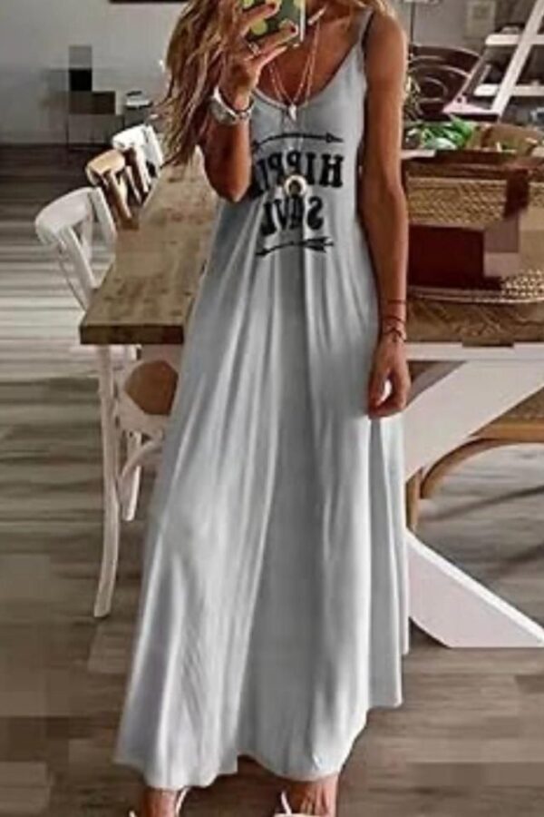 Kadın Süprem Kumaş Dijital Baskılı Askılı Maxi Boy Askılı Elbise