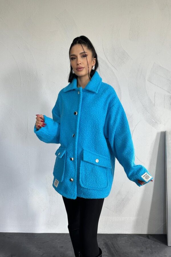 Yeşil Etiketli Pile Detaylı Ceket