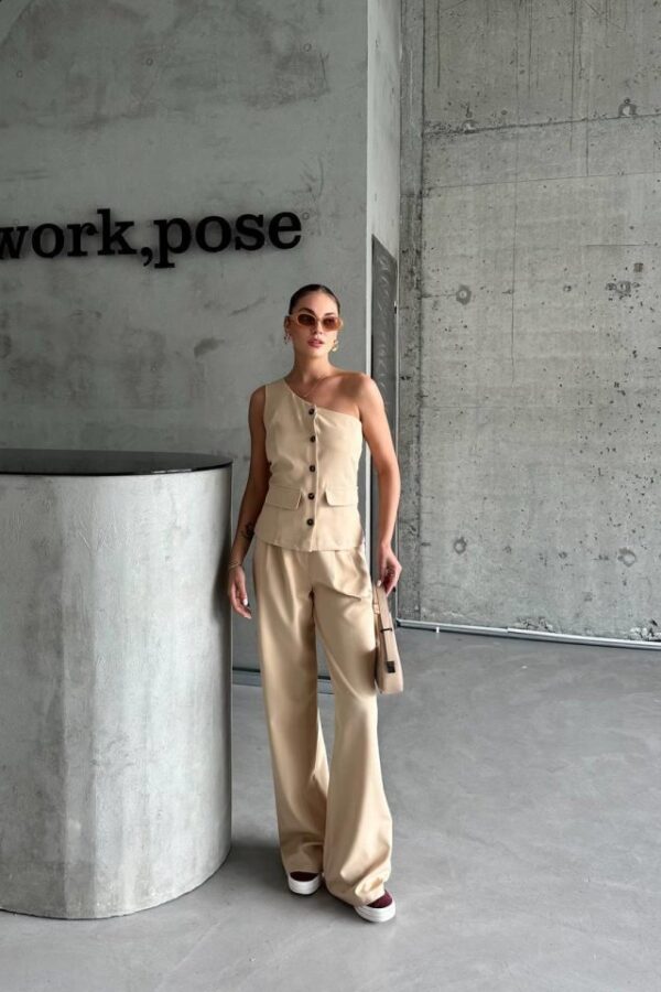 TEK KOL YELEK - PANTOLON TAKIM ATLAS - Mavi