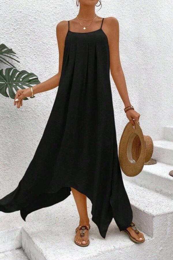 Kadın Ip Askılı V Yakalı Asimetrik Detaylı Aerobin Elbise