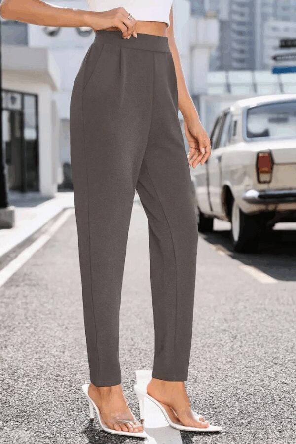 Kadın Yüksek Bel Cepli Rahat Kesim Ithal Krep Pantolon