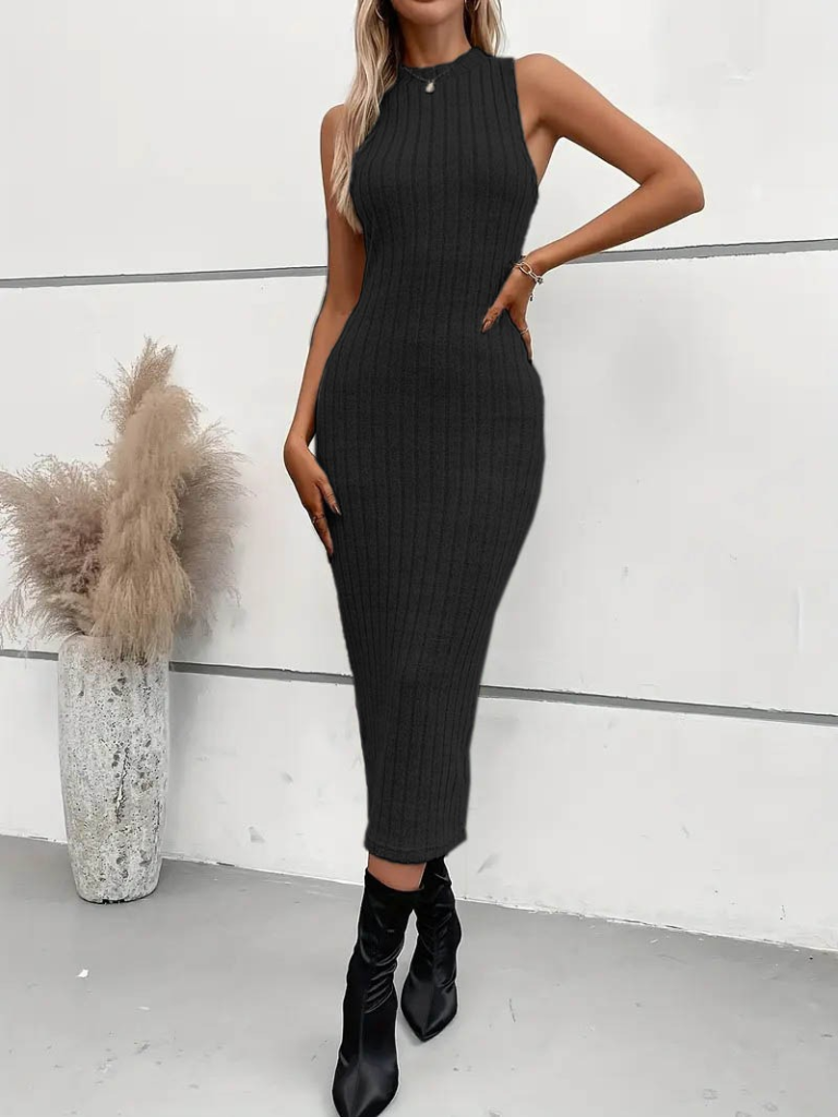 Kadın Uzun Kollu Yarı Balıkçı Yaka şardonlu Dalgıç Elbise Ve Uzun Hırka Ikili Takım - Görsel 5