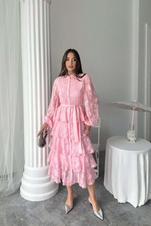 Bebe Mavi Uzun Volanlı Elbise