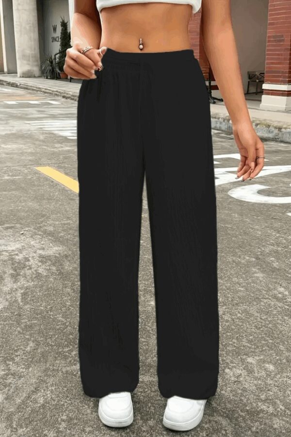 Kadın Yüksek Bel Bol Paça Bürümcük Pantolon