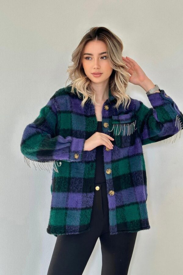 Çağla Buklet Cepli Zincir Taşlı Gömlek