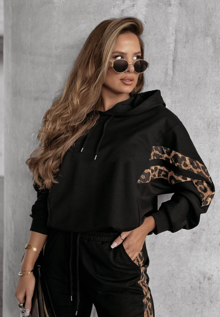 Kadın Uzun Kollu Bisiklet Yaka Viskon Iki Iplik Bluz Ve Pantolon şerit Detaylı Bağcıklı Ikili Takım - Görsel 4