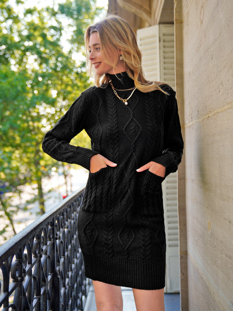 Loren Yünlü Motifli Midi Boy Triko Elbise - Görsel 2