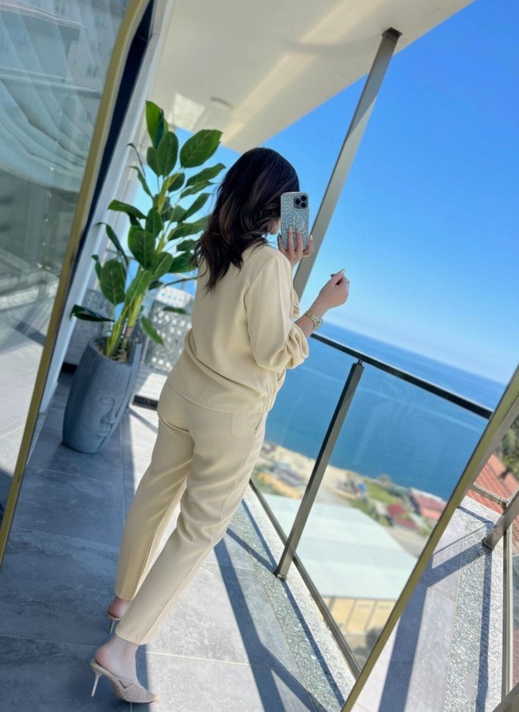 Kadın Uzun Kollu önden Fermuarlı Modal Ceket Ve Pantolon Ikili Takım - Görsel 19