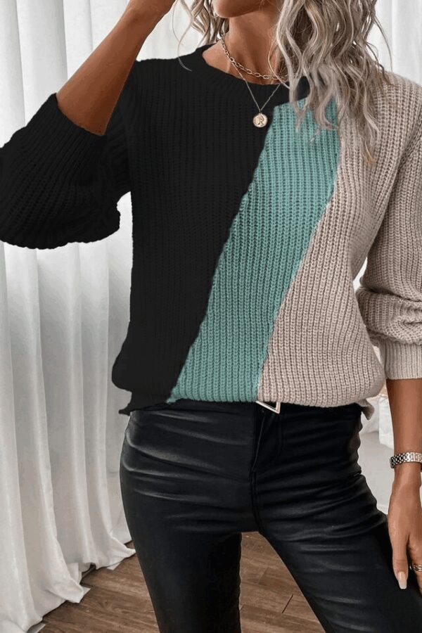 Kadın Uzun Kollu üç Renk Triko Bluz