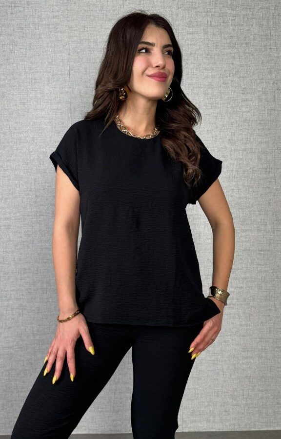 Kadın Kısa Kollu Yuvarlak Yaka Aerobin Bluz Ve Pantolon Ikili Takım