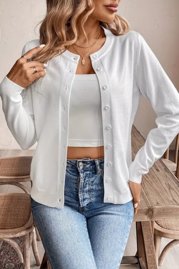 Kadın Uzun Kollu önden Düğmeli Triko Ceket