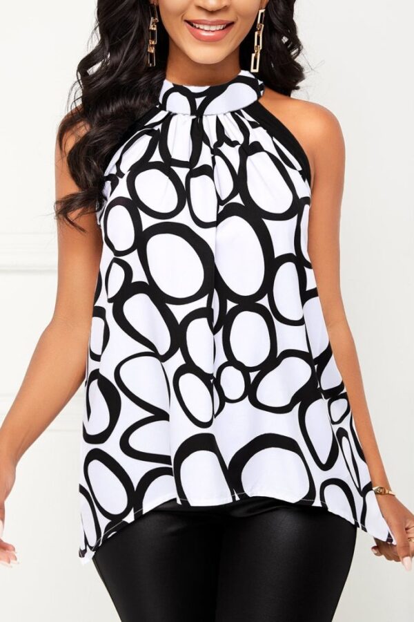 Kadın Reglan Kol Daire Yaka Desenli Asimetrik Süprem Bluz