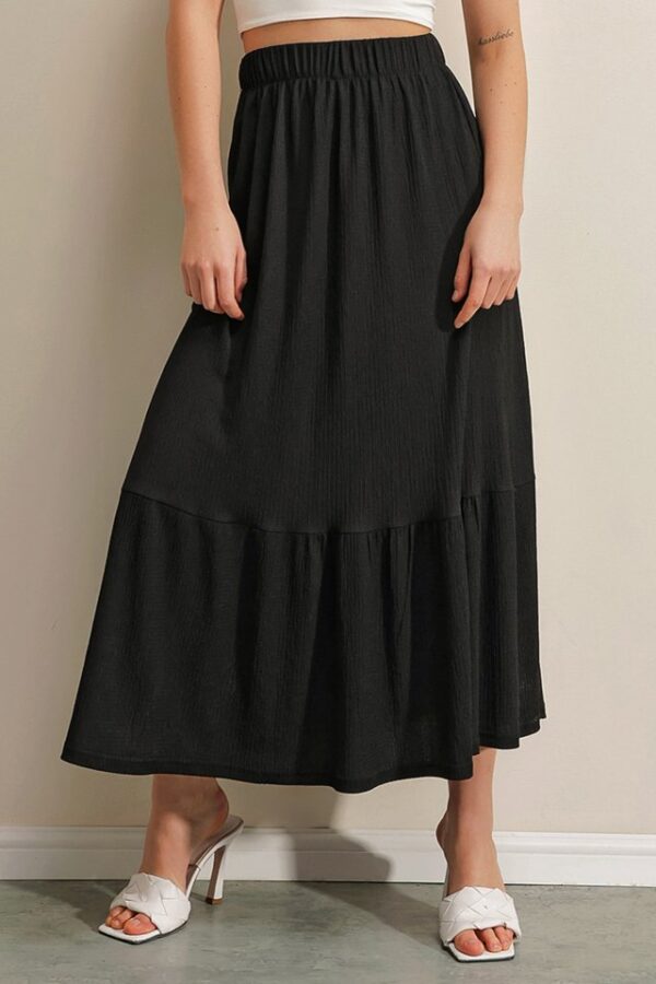 1886 Uzun Örme Etek - Kahverengi