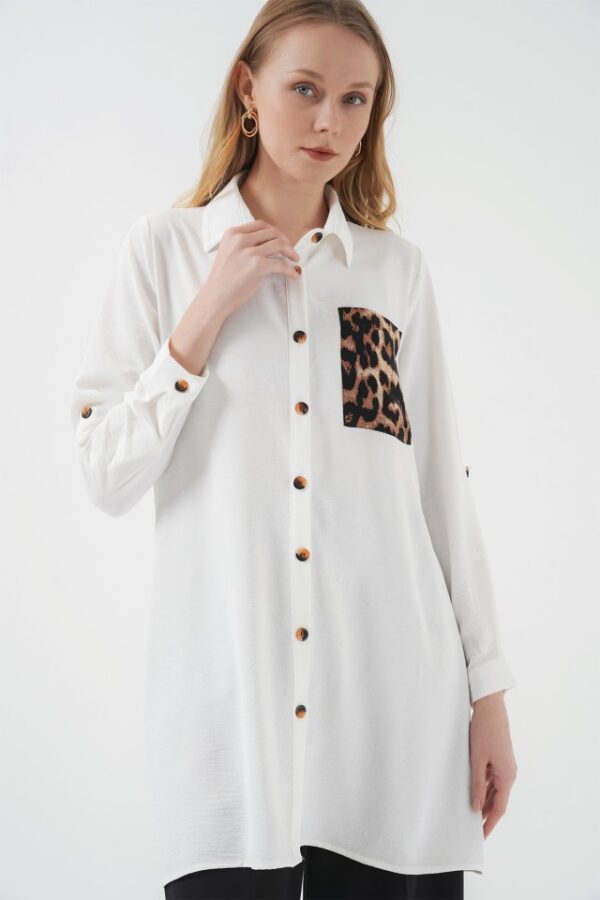 5851 Cep Detaylı Gömlek Tunik - Siyah