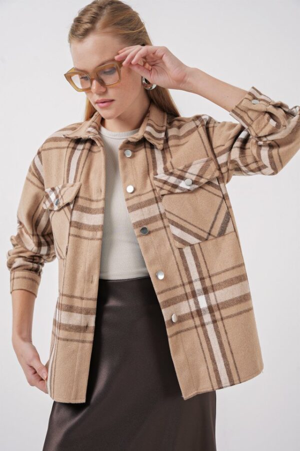 3854 Ekose Desen Çift Cepli Gömlek - D. Siyah