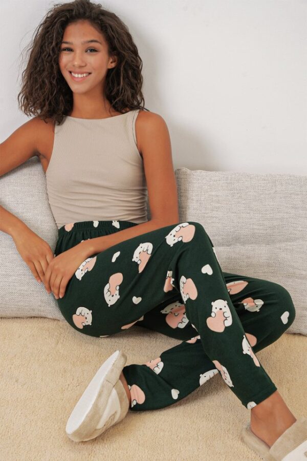 4323 Desenli Pijama Altı - Zümrüt Yeşili