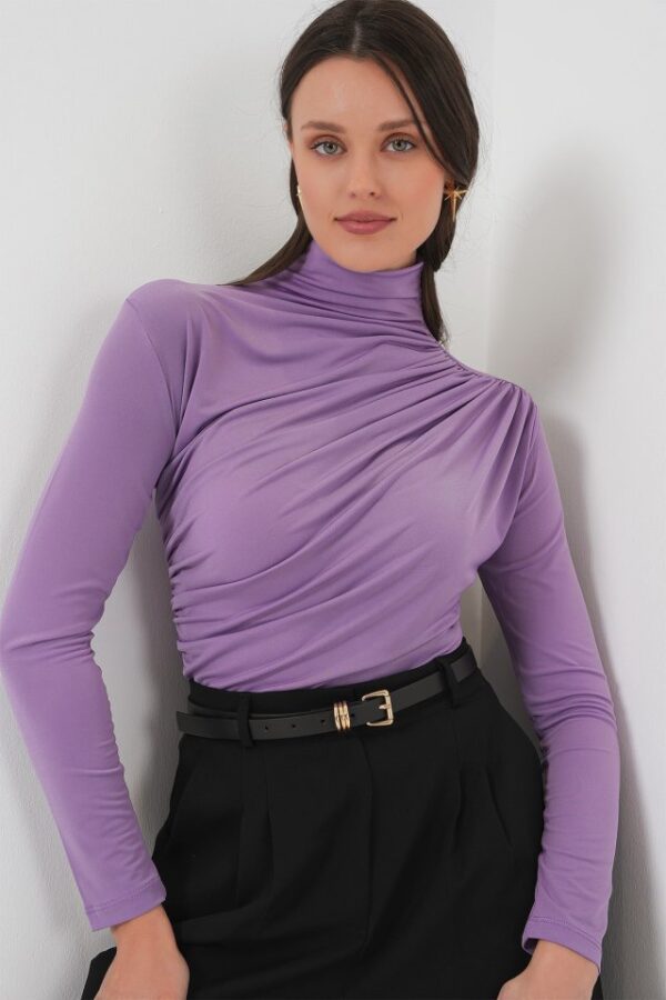 925 Büzgü Detaylı Sandy Bluz - Bisküvi