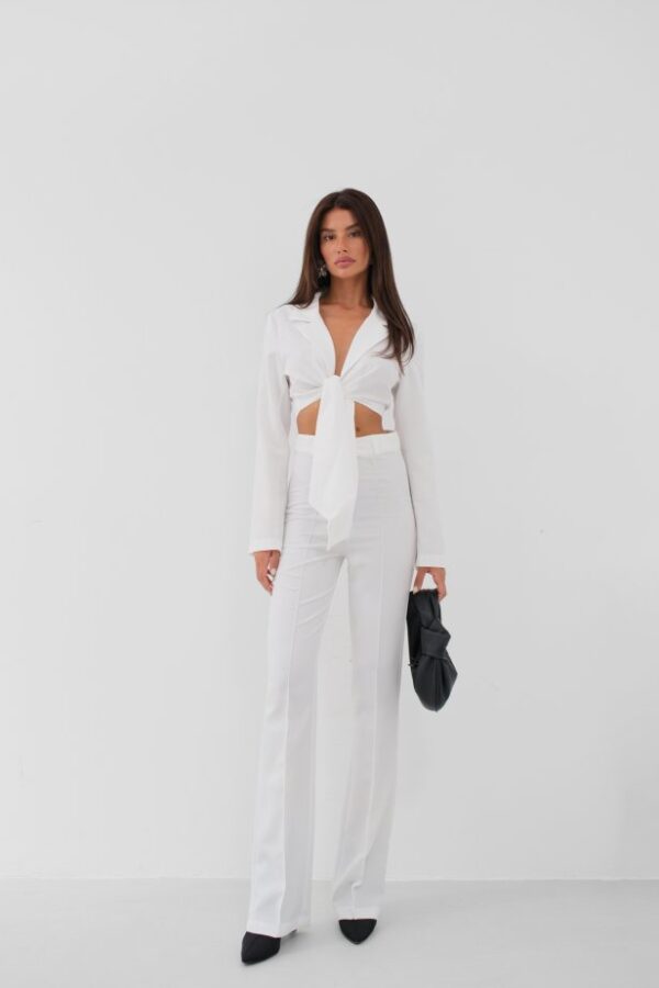 Bağlamalı Crop Ceket Pantolon Takım