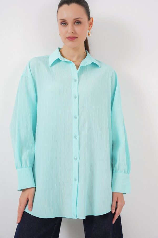 Çizgili Uzun Gömlek Tunik 5963 - Turkuaz