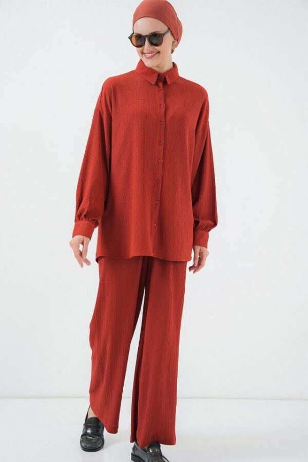 Örme Tesettür Alt Üst Takım 6711 - Kiremit