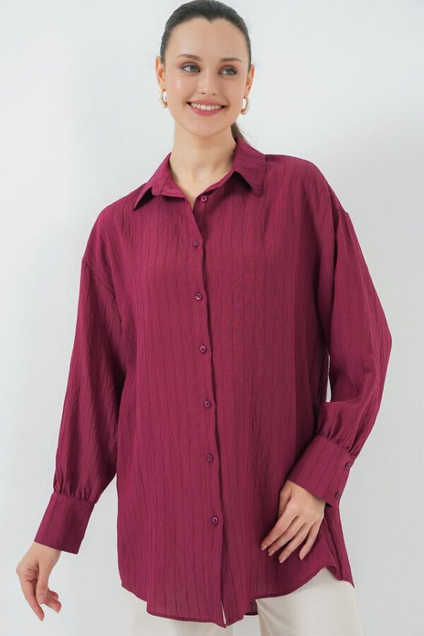 Çizgili Uzun Gömlek Tunik 5963 - Siyah