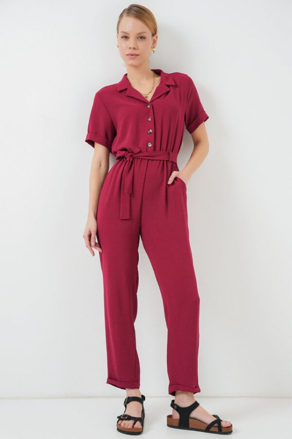 Kısa Kol Ayrobin Tulum 7030 - Bordo