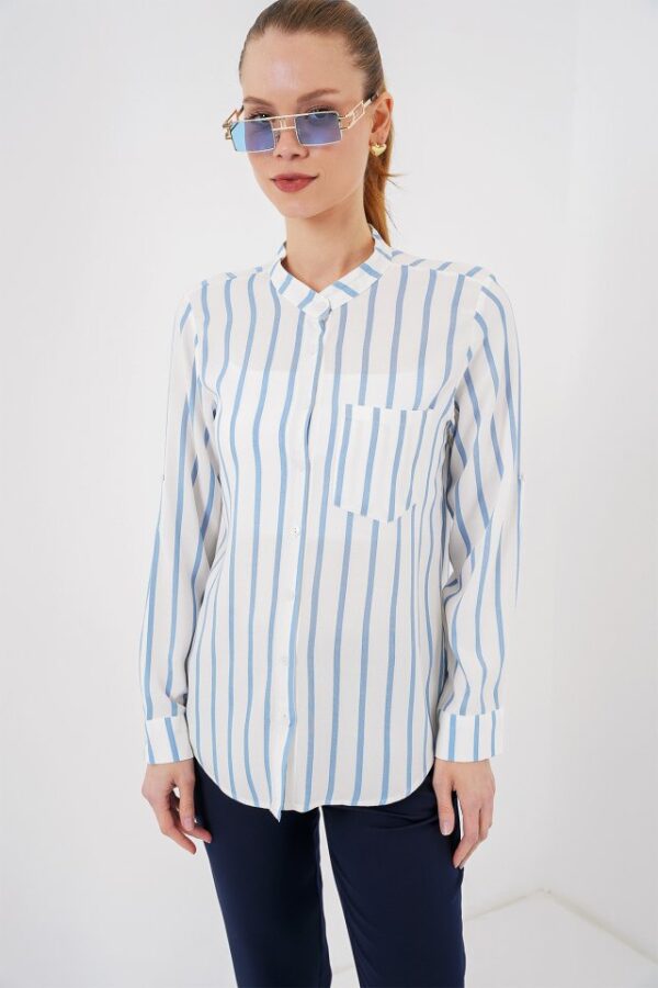 Uzun Kollu Çizgili Gömlek 20283 - Siyah